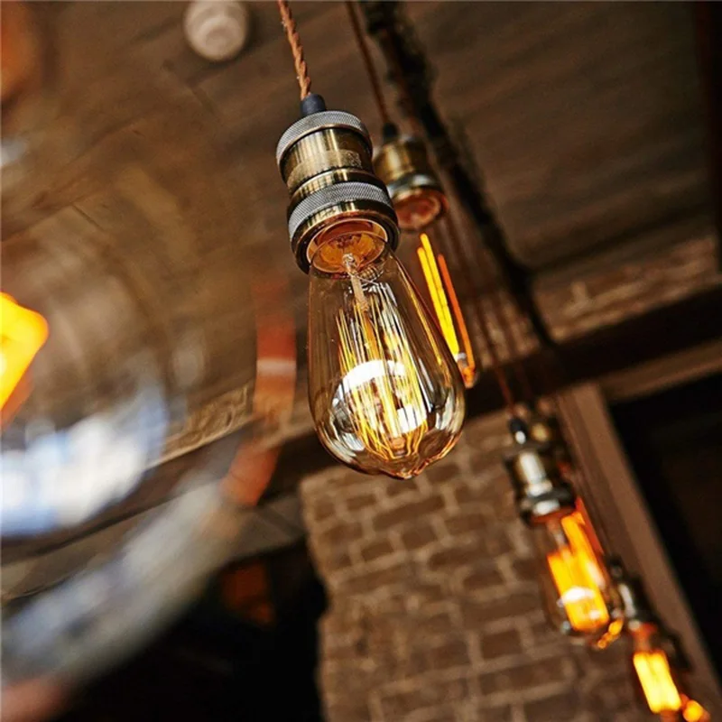 Glass Incandescent Bulbs E27 ST64 Tungsten Filament Warm White Bulb Lights W-Filament Bulb Edison Light Bulb 40W Droplight