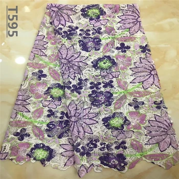 

African Colorful Cotton Lace Fabric Royal Blue Guipure Lace Fabric High Quality Nigerian Cord Lace Fabric For Wedding Dress