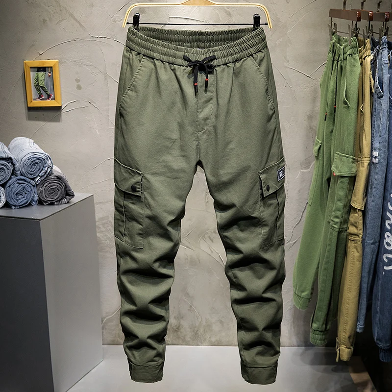 Осенние Комбинезоны мужские модные однотонные повседневные рабочие брюки с несколькими карманами мужские свободные спортивные штаны для бега в стиле хип-хоп M-5XL