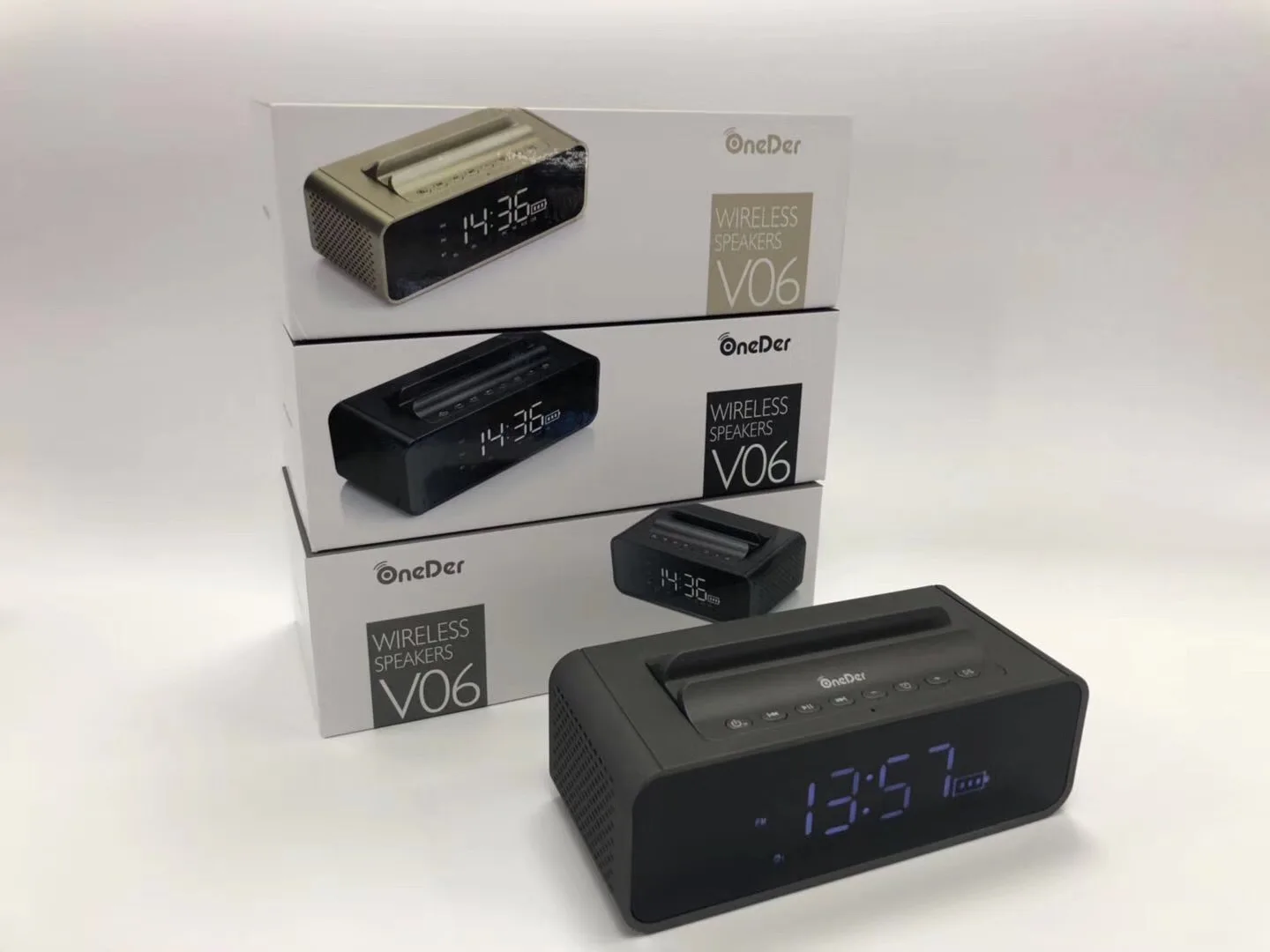 Oneder V06 Смарт Bluetooth динамик светодиодный дисплей прикроватные часы будильник мобильный телефон Поддержка карты Instert звук