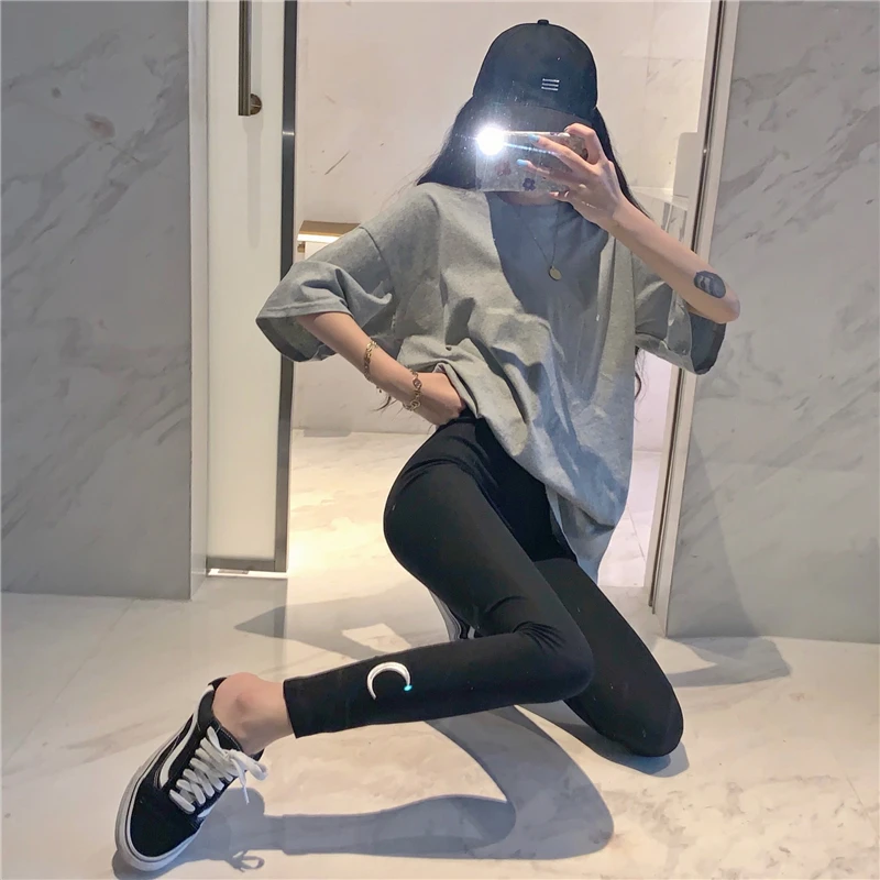

JUJULAND Women's high stretch high waists autumn casual Moon embroidery leggings fit 40-67kg 3175