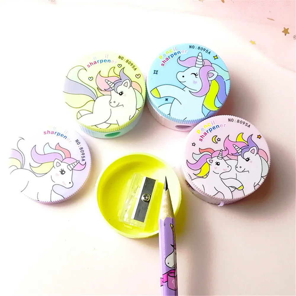 

Cute Kawaii Cartoon Unicorn Plastic Pencil Sharpener For Kids Gifts School Supplies Manual Pencil Sharpener Stationery