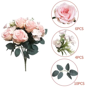 

Artificial Rose Flower Wedding Party Event Decorativa Silk Cloth Floral Decor Home Fake Rose Centerpiece