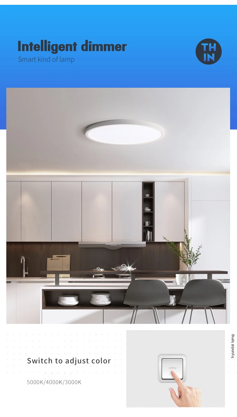 Современный светодиодный потолочный светильник D480mm D600mm Home Lighting 5000 K, лампа для кухни, спальни, ванной комнаты, ультратонкая потолочная лампа для монтажа на поверхности