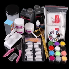 Акриловая жидкая кисть для маникюра для наращивания ногтей, блестящая пудра, Стразы для ногтей, буферная пилочка для ногтей, набор для маникюра