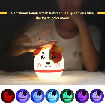 

Child Gift 7 Colors Cartoon Dog Silicone LED Night Light USB Power 8 Hours Working Pat Lamp For Kid Baby Children Bedroom
