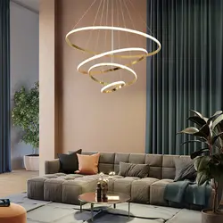 Современный светодиодный подвесной светильник для гостиной, спальни, столовой, хромированное кольцо, подвесной светильник Ring80 60 40 20 см