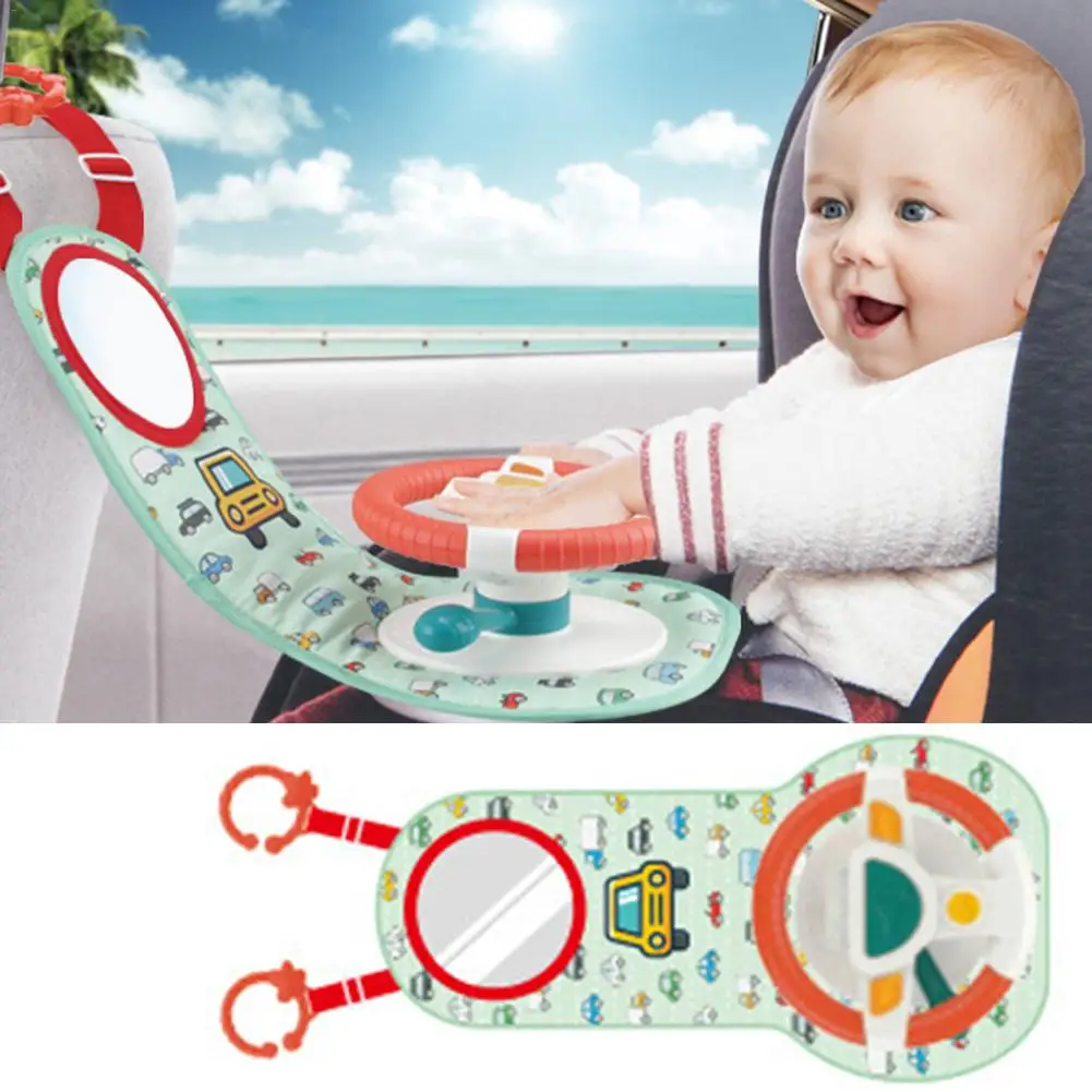 Baby Car Back Seat Steering Wheel Infant Driving Wheel Simulation Toy With Light Sound For