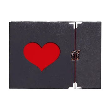 

10inch Vintage Gift Box Insert Wedding Memory Book Black Pages DIY Scrapbook Love Heart Out Self-adhesive Flyer Album