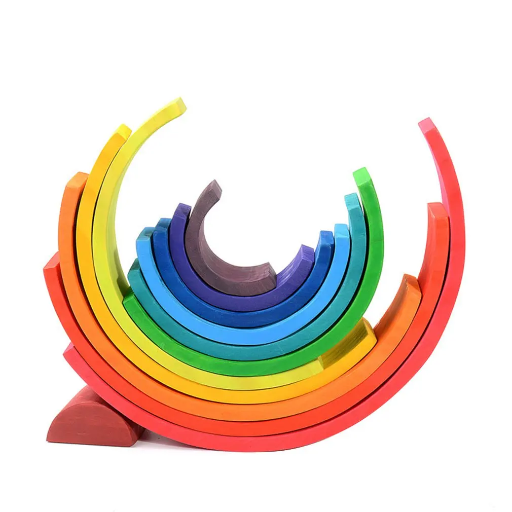 

Children's Solid Wood Rainbow Building Blocks Arched Building Blocks Kindergarten Puzzle Early Education Stacked Toy