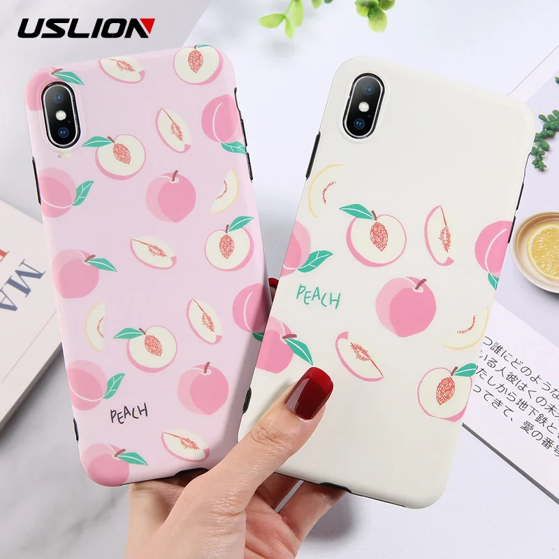Чехол USLION с изображением персика фруктов для телефона iPhone X XS XR Xs Max мягкий IMD