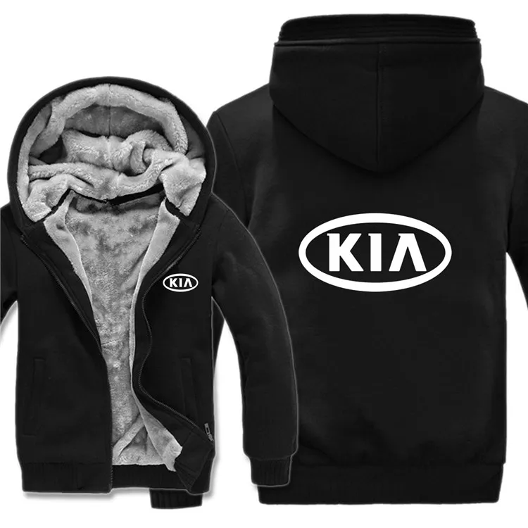 as picture Толстовки KIA с капюшоном, куртка, зимний пуловер для мужчин, унисекс, утепленная шерстяная подкладка, флисовое мужское пальто, толстовки KIA - Цвет: as picture