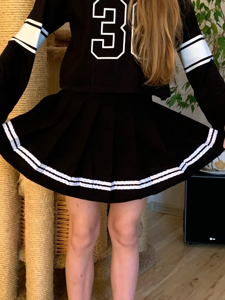 XS-XXL, четыре цвета, высокая талия, трапециевидная Женская юбка, полосатая, прошитая, Матросская, плиссированная юбка, эластичная талия, Милая юбка для танцев для девочек