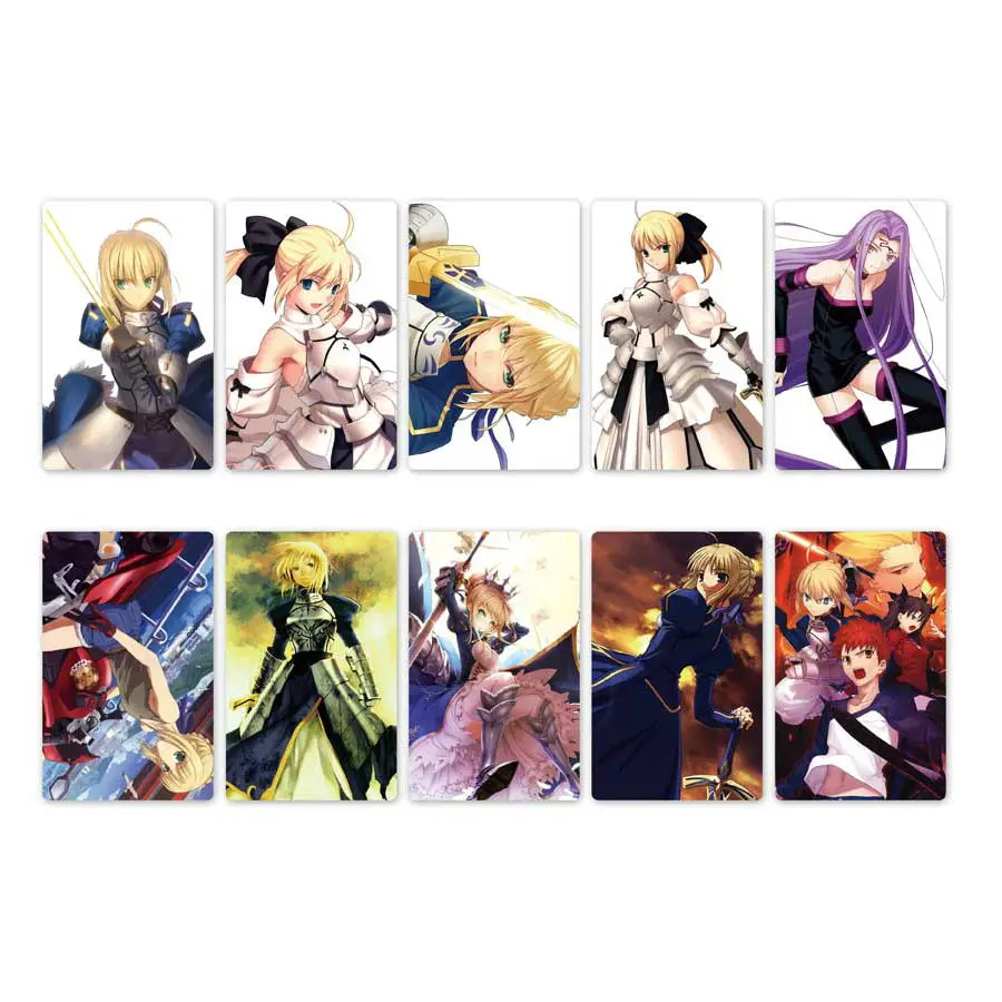 

10pcs New Arrived Anime Fate/Stay Night Card Stickers DIY Waterproof Scrub Card Sticker Kids Sticker Toys