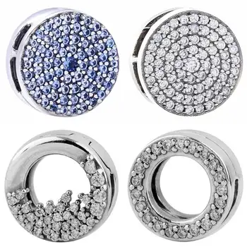 

Reflexions Round Pave Blue & Clear Sparkling Icicles Clip Charm Fit Pandora Bracelet 925 Sterling Silver Beads Diy Jewelry