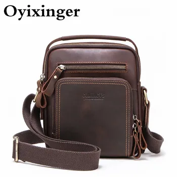 

New Small Capacity Briefcase Men Genuine Leather Men's Natural Cowhide Messenger Bag Man Shoulder Bag For Ipad Mini 7.9 Inch Sac