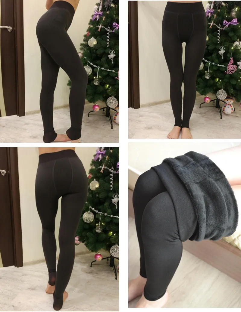 SVOKOR Winter Warm Leggings Women High Waist Plus Velvet Slim Leggings Pantyhose Autumn Winter Cold Leggings Dropshipping grey leggings