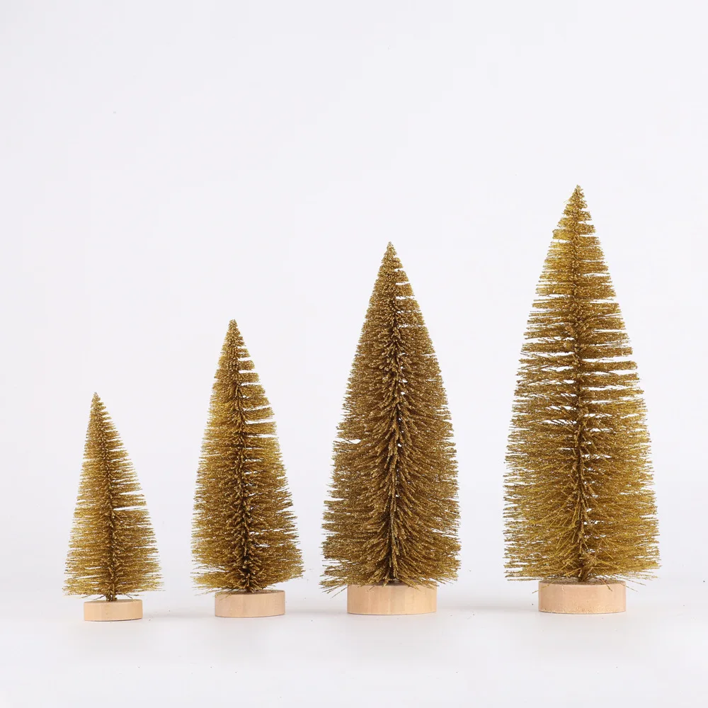 

New Style Christmas Decorations Christmas Desktop Furnishings Gold Pine Needle Dusting Powder Mini Small Christmas Tree