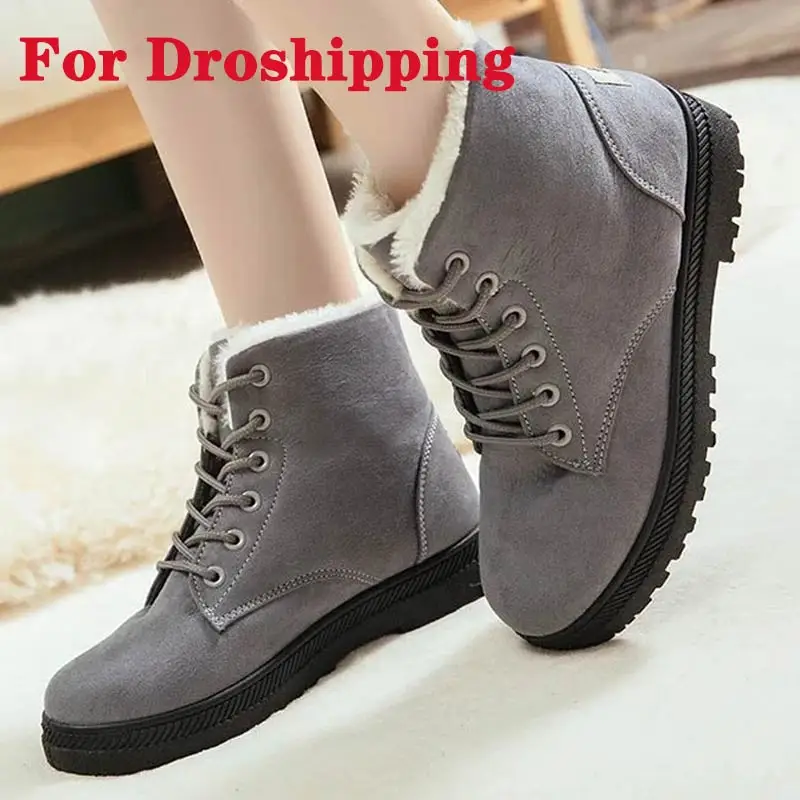 Botas de nieve cálidas para Mujer, botines con plataforma de felpa, 35 44  talla grande, invierno, 2022|Botas de nieve| - AliExpress