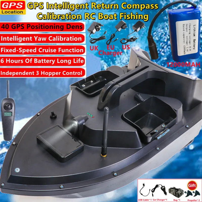 

40 GPS Positioning Dens Remote Control Bait Boat 500M 6Hours Auto Return After Disconnection Fixed-Speed Cruise RC Boat Fishing