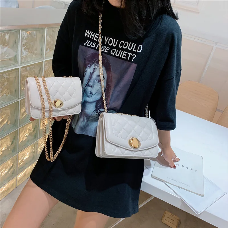 

Graceful WOMEN'S Bag INS Bag Women's 2019 Korean-style Rhombus Chain Bag Elegant Black And White with Pattern Crossbody Bag Wome
