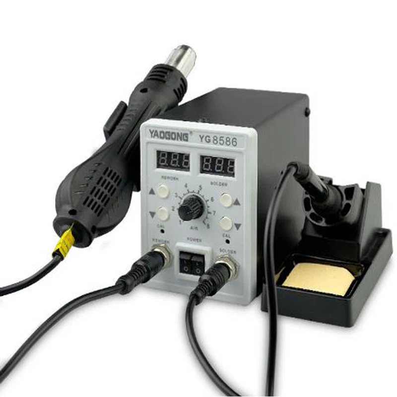 

8586 Digital Temperature Adjust Soldering Machine 2 in 1 Electrical Repair Hot Air Gun Desoldering Station