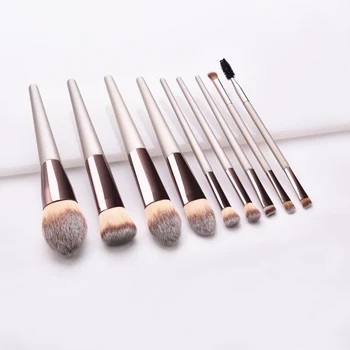 

9-piece Nylon Hair Makeup Brush Set Loose Powder Brush Foundation Brush Eyebrow Eyelash Lip Brush Set
