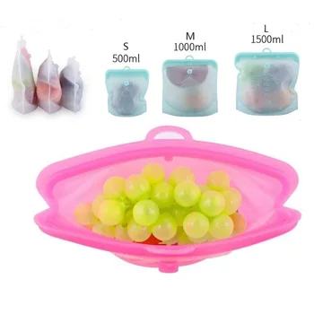 

Silicone Food Bag Zero Waste Ziplock Fresh Sealed Bags Reusable Snack Bag Vegetable Fruits Sandwich Bag Food Storage Container