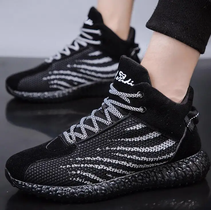 Мужские модные кроссовки Flyknit с дышащей сеткой; повседневная спортивная обувь; мужские вулканизированные кроссовки на платформе; кроссовки для бега