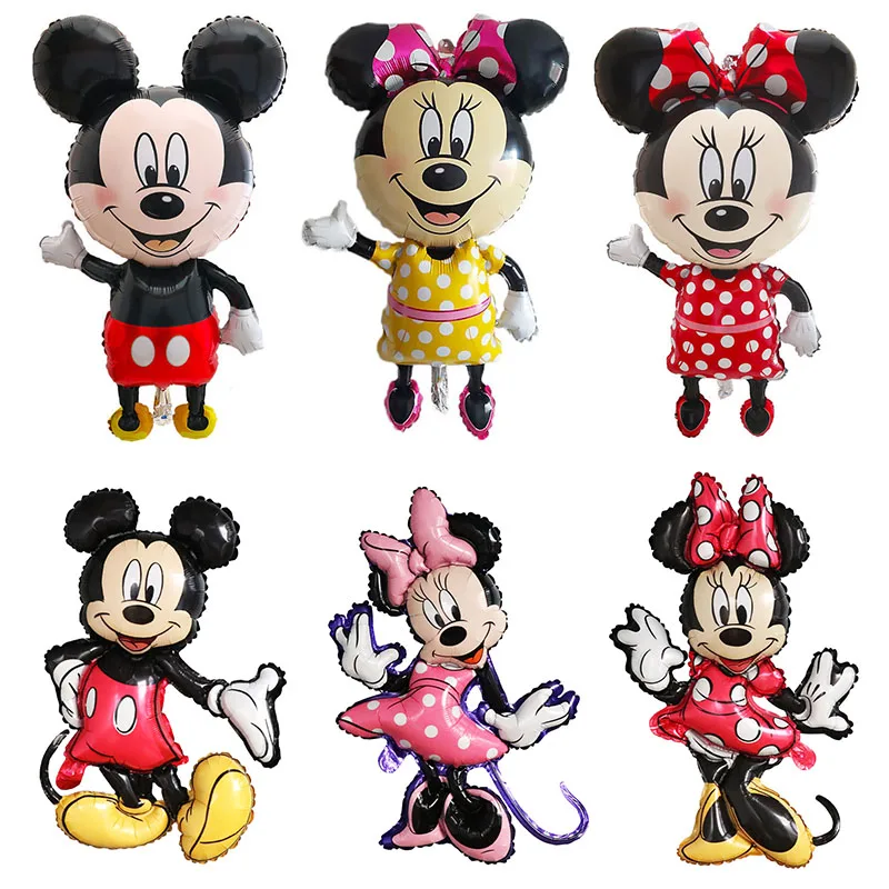 110cm Large Mickey Minnie Mouse Foil Balloons Cartoon Birthday Party Decorations Kids Baby Shower Party Baloon Toys