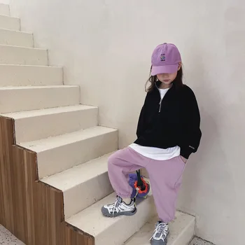 

Autumn and Winter Toddler Girls Winter Hooides & Sweatshirt Japanese Style Cool Padded Zip Sports Girls Hoddies Coat Clothing