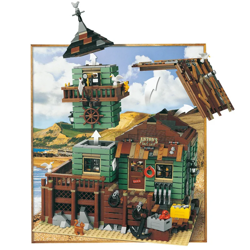 

DHL 2109pcs 16050 Series 21310 Lepining City Creator Street View Old Fishing Store Set Building Blocks Bricks Educational Kids