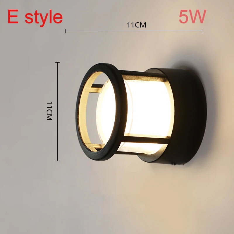 E style-5W Светодиодный настенный светильник для улицы, водонепроницаемый, для входной двери, сада, крыльца, современный настенный светильник для внутреннего коридора, светильник ZBW0001 - Испускаемый цвет: E style-5W