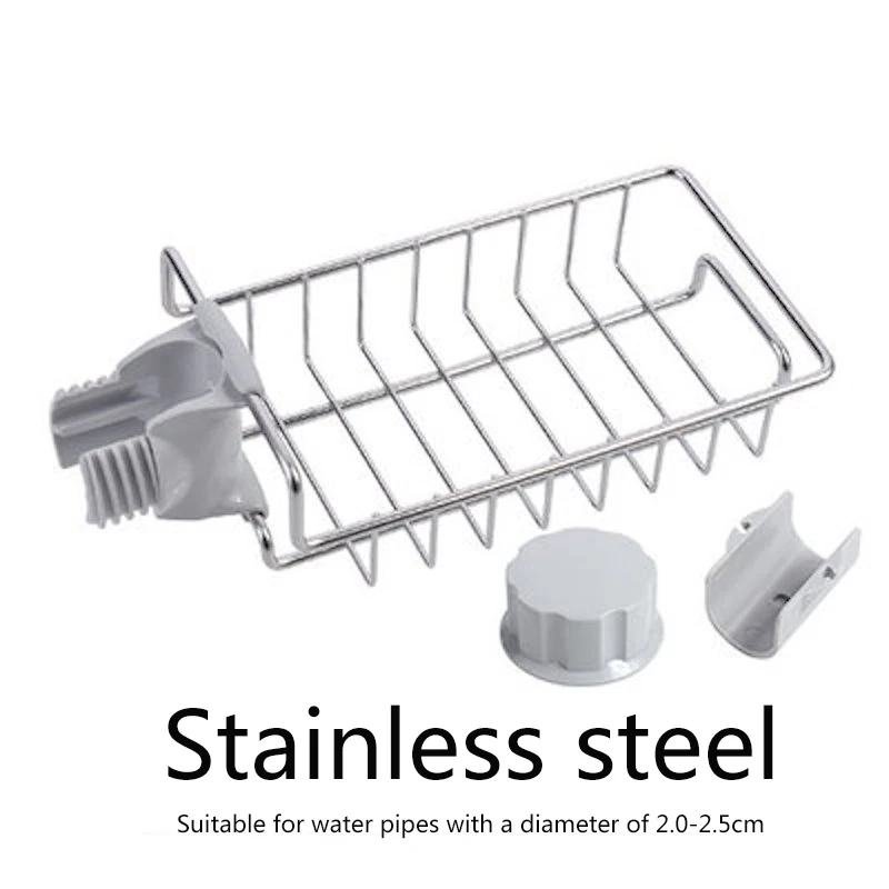 Stainless steel Sink Organizer, Kitchen Faucet Sponge Holder, Drainer Caddy for Dishwashing, Stainless Steel Faucet Storage Rack Hanging - Цвет: Stainless steel