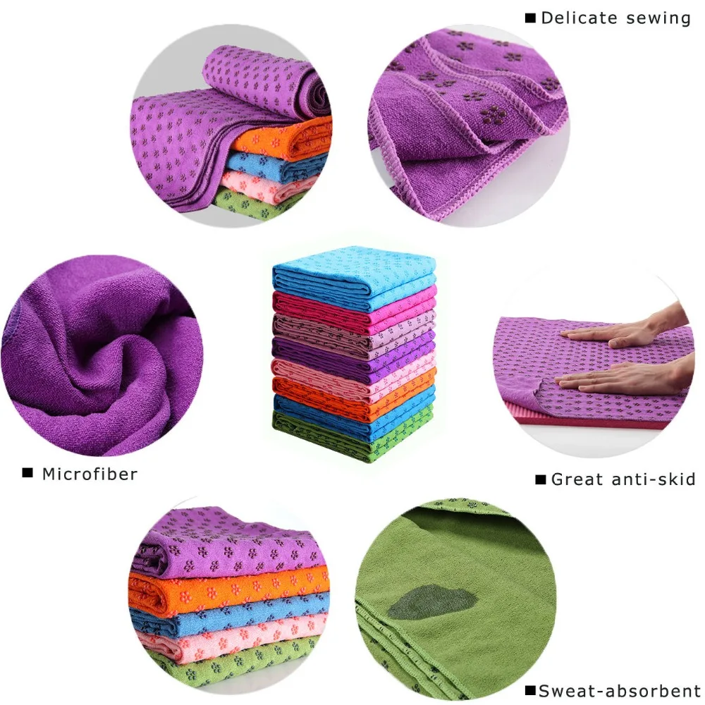 183*63cm Non Slip Yoga Towel Blanket Fitness Mat Odor Free Sweat Absorbent Yoga Mat Towel For Fitness Exercise Pilates Training