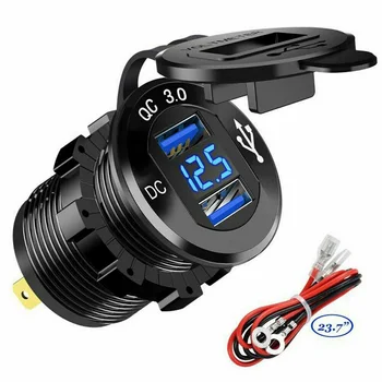 

Car Charger QC3.0 Socket Dual USB Port Volt LCD Display Phone Quick Charge Auto Cigarette Charger Phone Charging Car Accessories