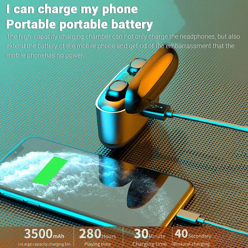 G5S TWS Wireless Bluetooth Earphone Earbud Business Earpieces Waterproof IPX7 Sport HIFI Music Headset For iOS Android