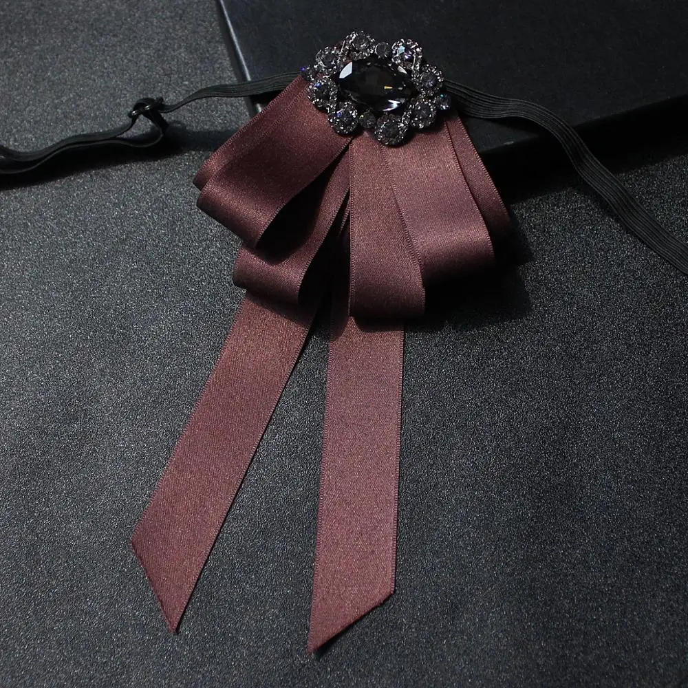 Ribbon Bow Tie Британский мужской женский ретро воротник рубашка галстук-платок Винтаж эластичная лента Стразы сплав Бабочка Форма лента галстук-бабочка - Цвет: Ribbon Bow Tie
