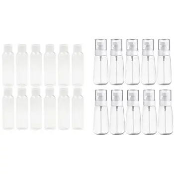 

20Pcs 100Ml Bottle PET Liquid Shampoo Clear Makeup Container & 10 Pcs Refillable Plastic Fine Mist Perfume Spray Bottle