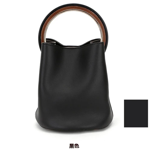 Женская сумка из искусственной кожи старинные цепи сумка через плечо женская роскошное кольцо сумка-ведро Высокая емкость маленькая сумочка - Цвет: Черный