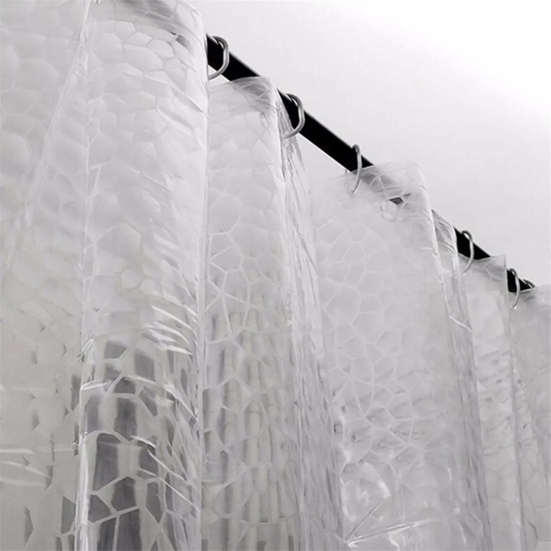 Cortina de ducha 3D impermeable para baño, visillo transparente con ganchos,  gruesa, ancha