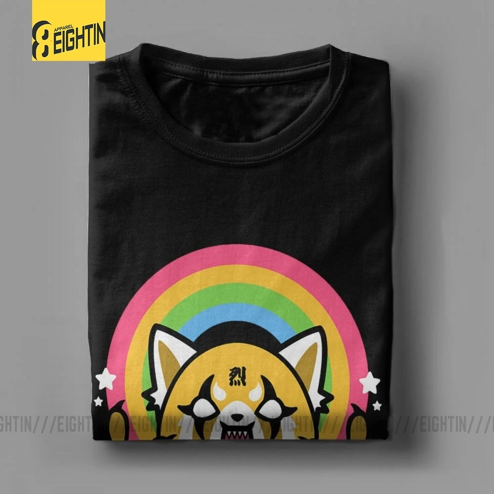 Death Metal Aggretsuko aggression Retsuko, футболки из хлопка, Мужская одежда, футболки с коротким рукавом, футболки большого размера с рисунком