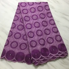 Швейцарская вуаль кружева в швейцарском стиле с камнями Африканская Хлопковая кружевная ткань высокого качества ткань из Дубая для свадьбы 5 ярдов/партия