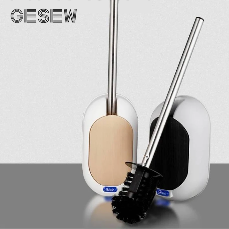 Щетка для унитаза GESEW из нержавеющей стали с длинной ручкой настенная без мертвых