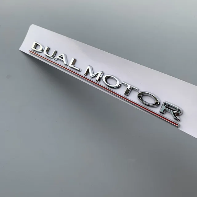 DUAL MOTOR Underlined Letters Emblem for Tesla Model 3 Car Styling Refitting High Performance Trunk Badge Sticker Chrome Black Chrome Silver
