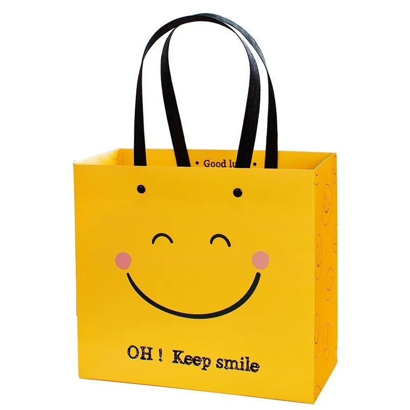 1 шт. Smile Tote смайлик бумажная сумка простая праздничная подарочная упаковка хозяйственная сумка подарок на день рождения сумка настраиваемая