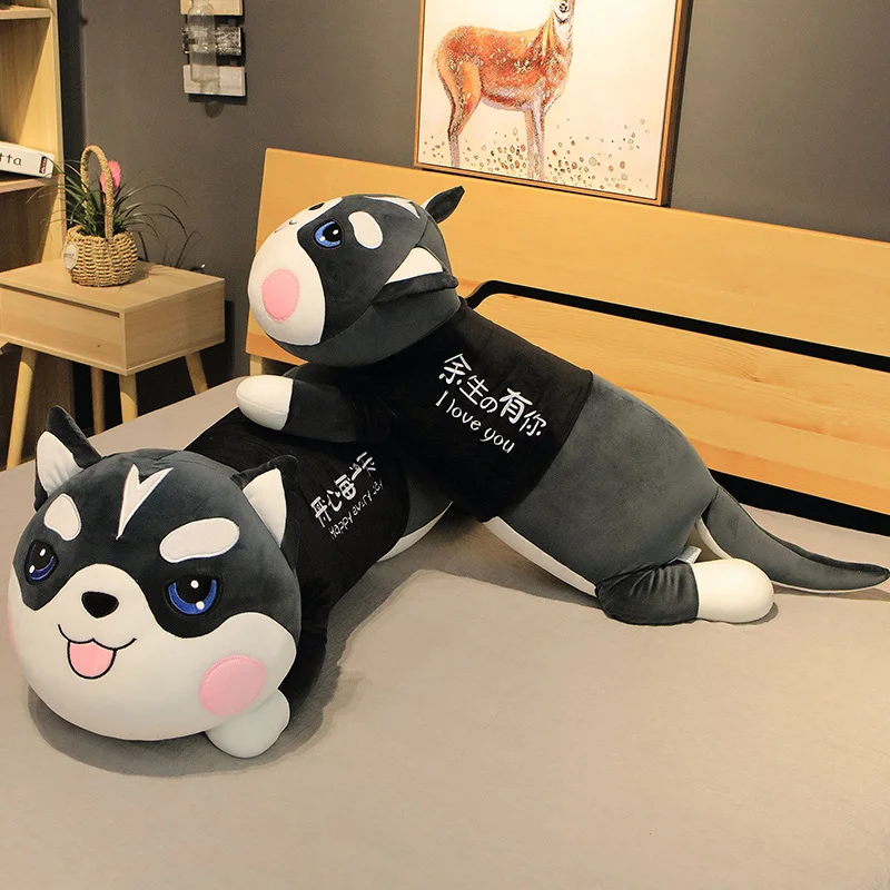 Hot stuffed toy stuffed animal husky soft pillow pillow doll down cotton padded T-shirt husky doll decoration doll child compani
