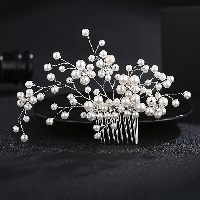 Свадебные украшения для головы Bride'S Tiara ручной работы аксессуары для волос ювелирные изделия Головные уборы Свадебные цветы жемчуг гребни FS113