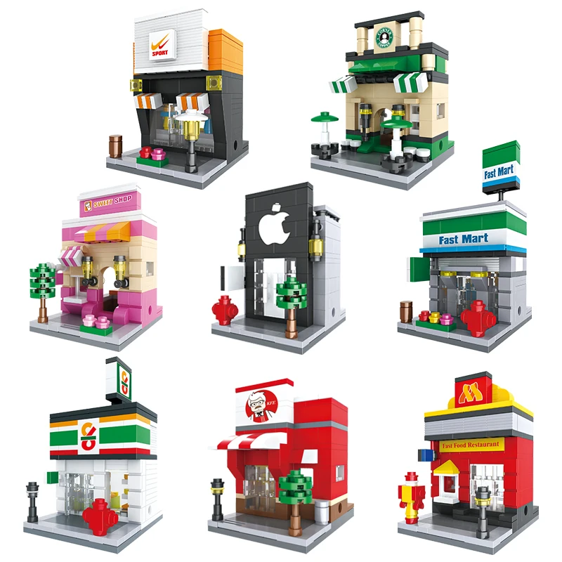 Kawaii Mini Street City 3D магазин розничной торговли Apple Shop KFCE классический образовательный