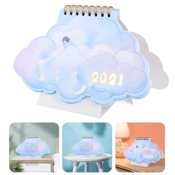

3pcs Calendars Cartoon Simple Clouds Shape Daily Table Calendar 2021 Calendars Desk Calendars for Dormitory Home